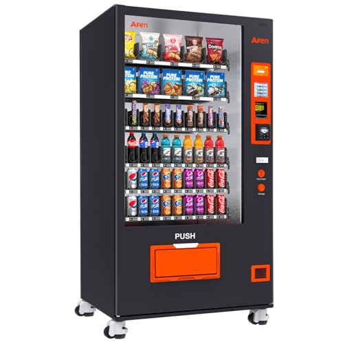 60 Slot Vending Machines for Business, Snack Drink Vending Machine, Commercial Combo Vending Machine with Bill and Coin, Card Reader