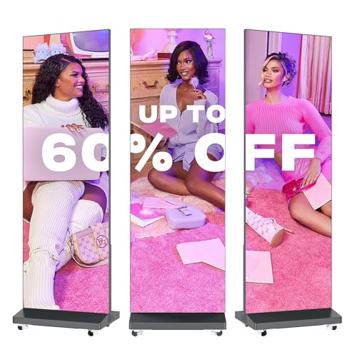 MWE LED Digital Signage Display with Flight Case, P1.86 Spliceable LED Poster Screen with Publishing System, Foldable Advertising Display Kiosk for Events and Rentals, WiFi/USB/HDMI (1 Panel), Black